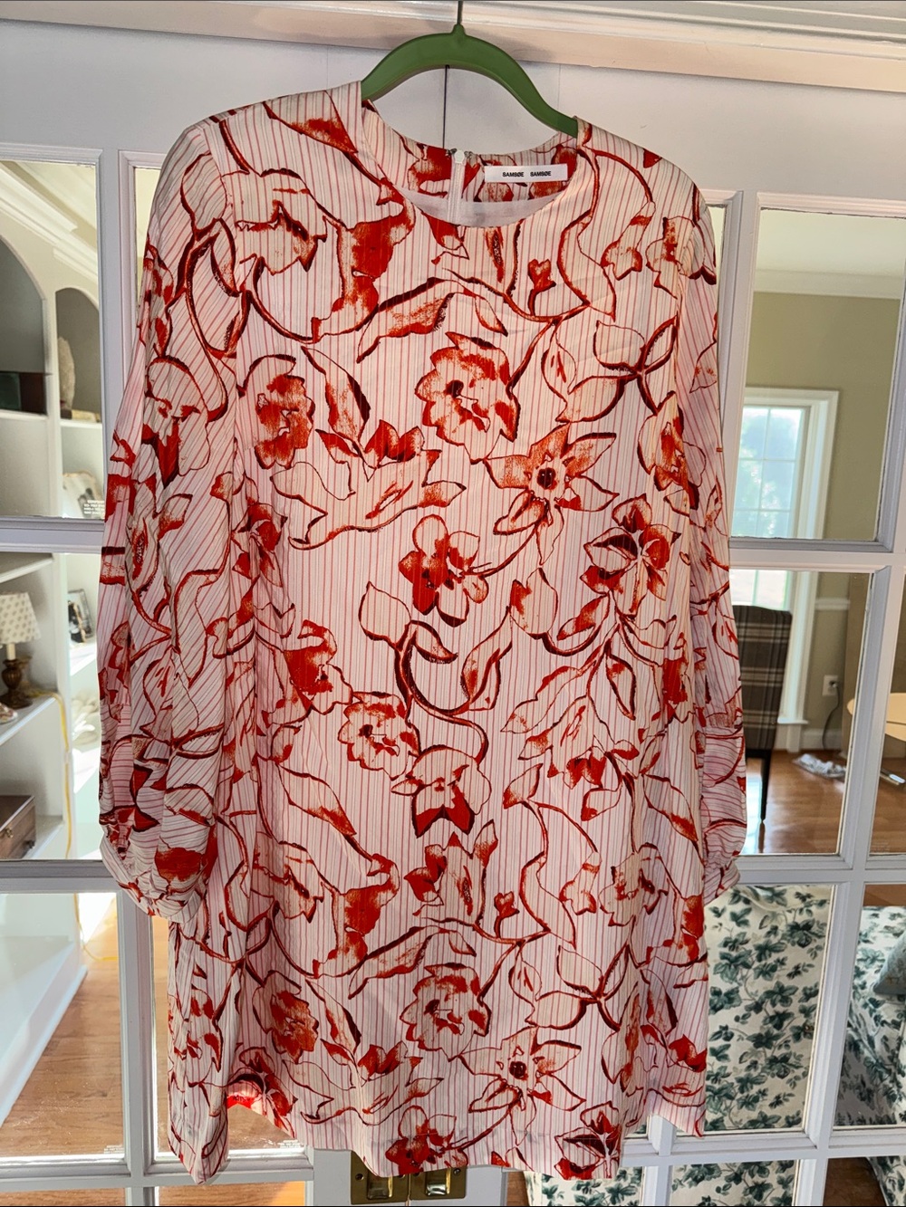 Floral Shift Dress in Red Orange - Samsoe